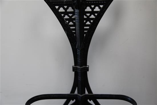 A Coalbrookdale black painted cast iron hall stand, designed by Dr Christopher Dresser, c.1867, H.5ft 6in.